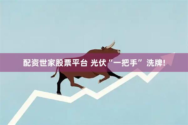 配资世家股票平台 光伏“一把手” 洗牌!